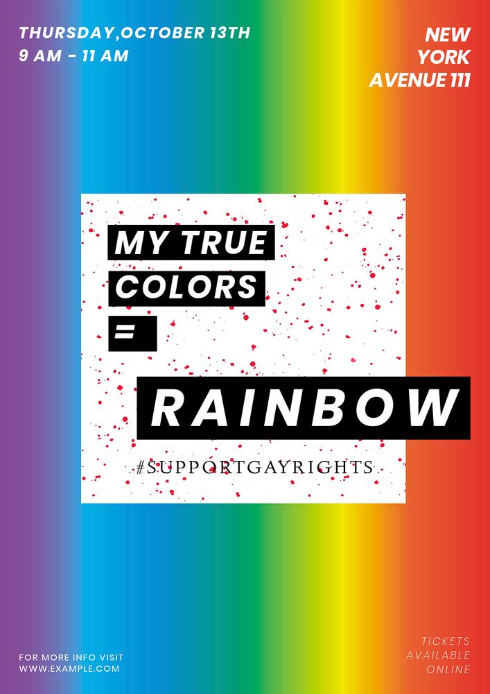 True colors poster template, Pride Month editable campaign