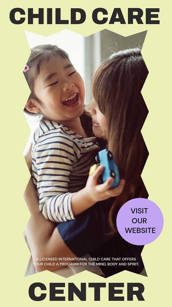 Child care center  Instagram story template, editable design for social media