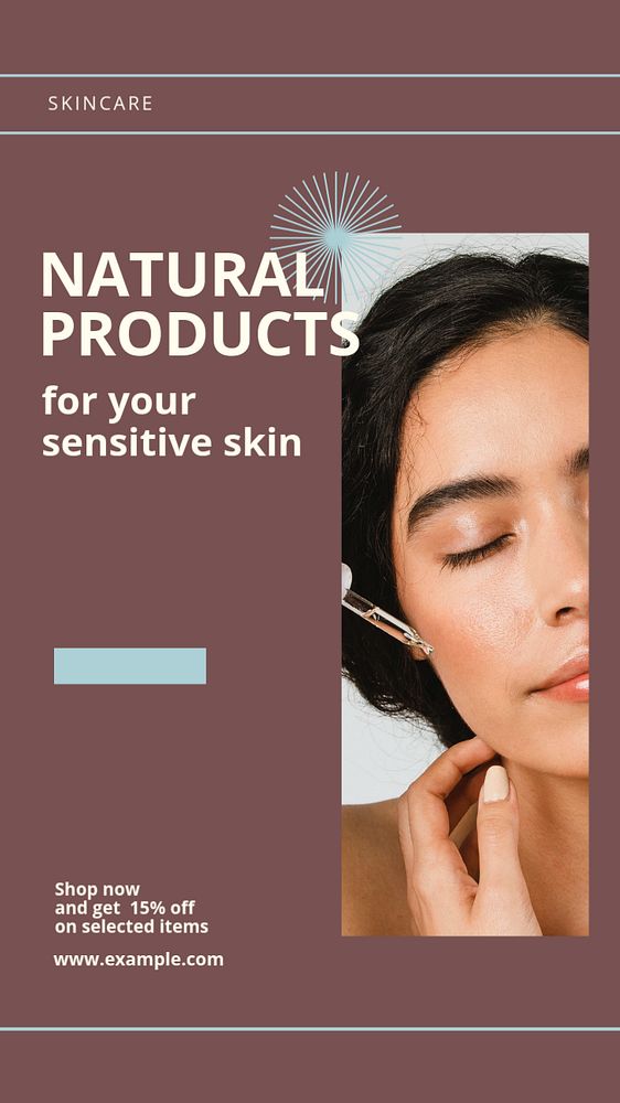 Natural skincare Instagram story template, editable design