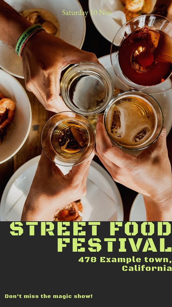 Street food festival  Instagram story template, editable design for social media