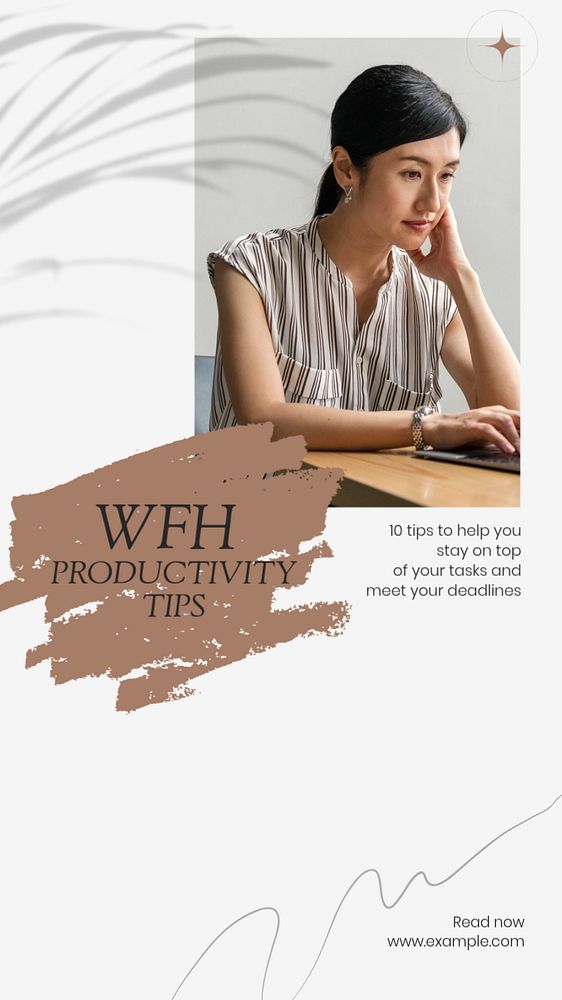 WFH productivity tips Instagram story template, editable design