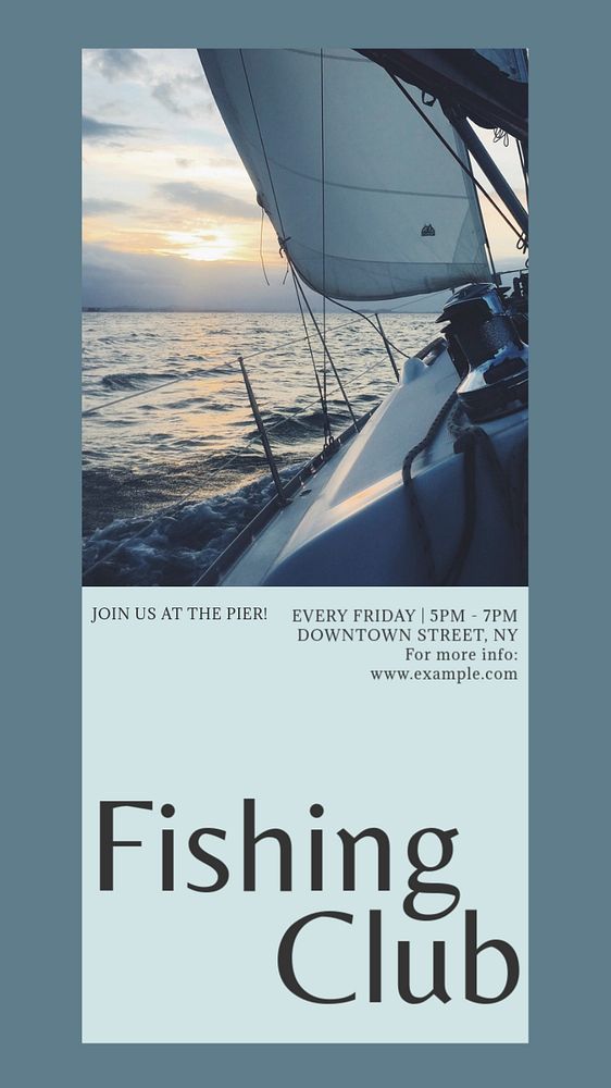 Fishing club Instagram story template, editable design