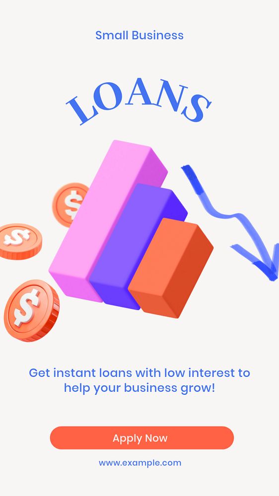 3D loans Facebook story template, editable business design