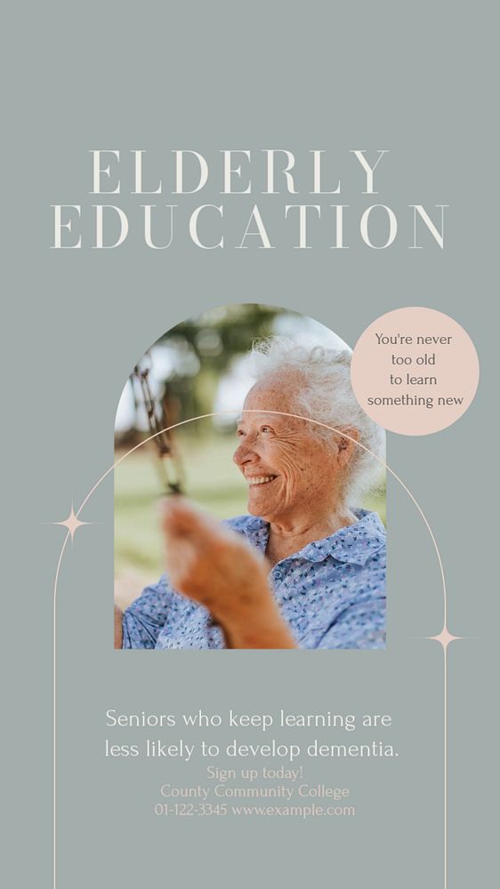 Elderly education Instagram story template, editable design