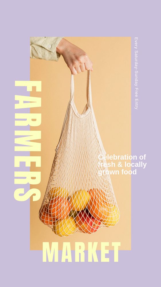 Farmers market  Instagram story template, editable design for social media