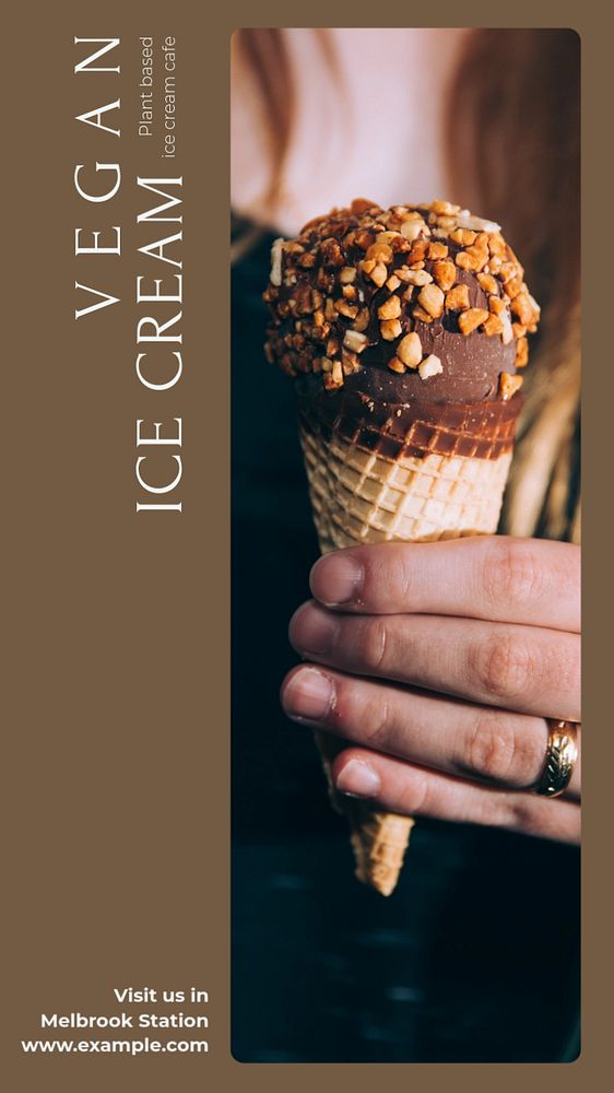 Vegan ice cream Instagram  story template, editable design