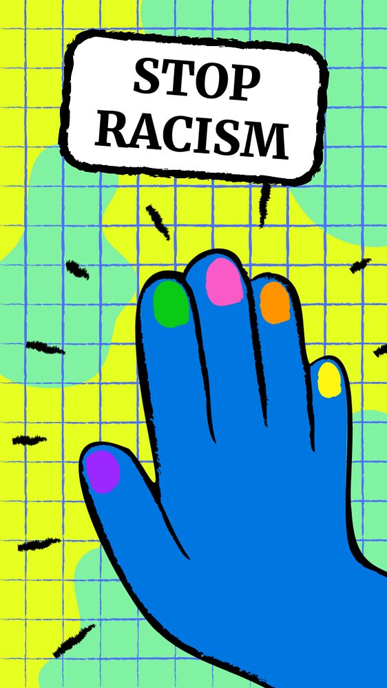 Stop racism Instagram story template, editable hand doodle design