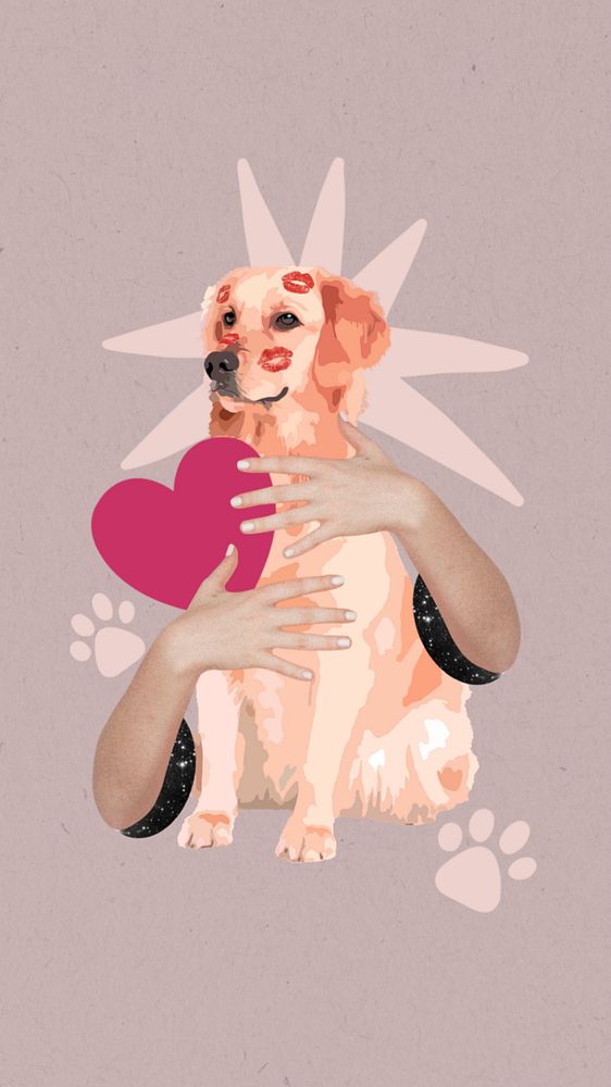 Pet lover phone wallpaper, editable mental health collage remix