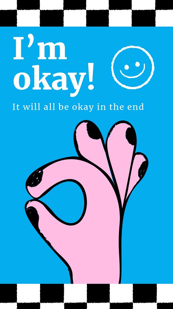 I’m okay Instagram story template, editable hand doodle design