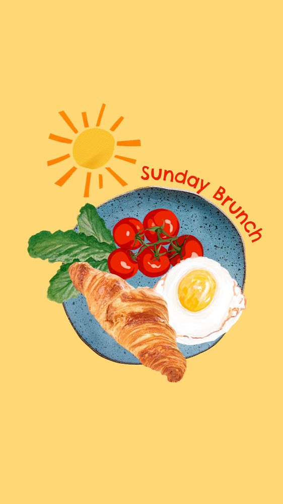 Sunday brunch iPhone wallpaper, editable lifestyle remix design