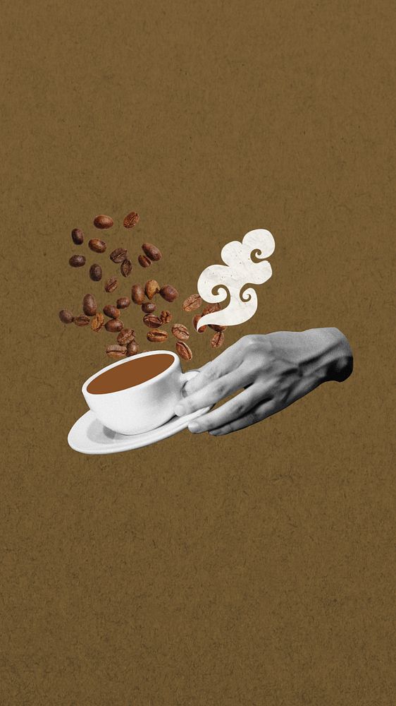 Coffee iPhone wallpaper, editable lifestyle remix design