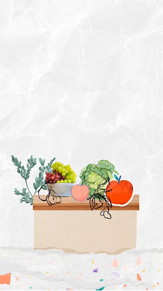 Farmers market iPhone wallpaper, editable lifestyle remix design