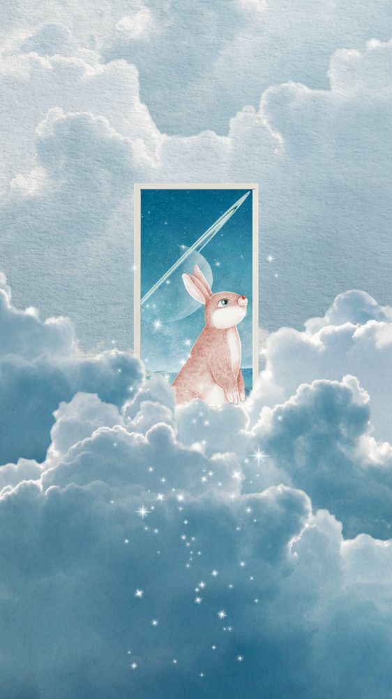 Surreal rabbit sky iPhone wallpaper, dreamy background