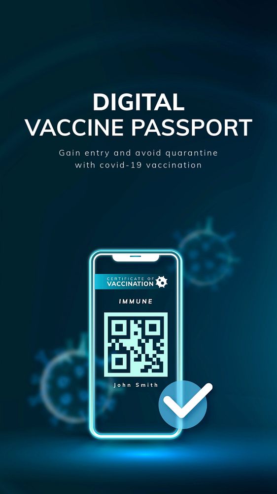 Digital vaccine passport Instagram story template, editable text