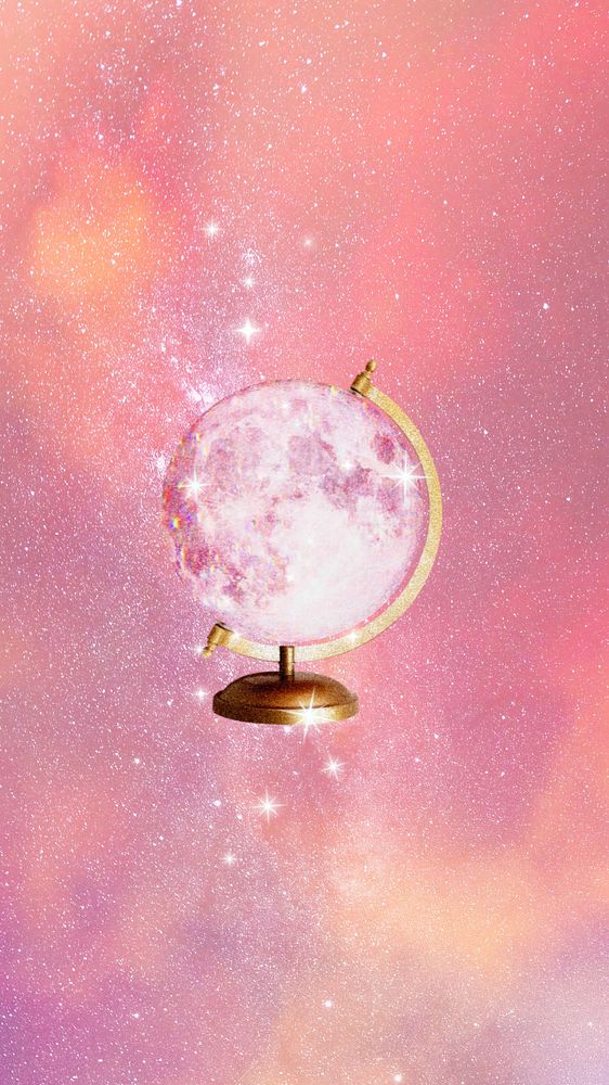 Aesthetic pink globe iPhone wallpaper