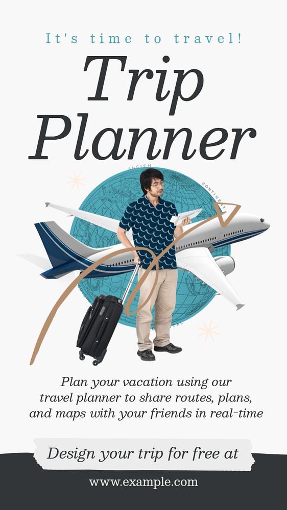 Trip planner Pinterest pin template, editable collage remix design