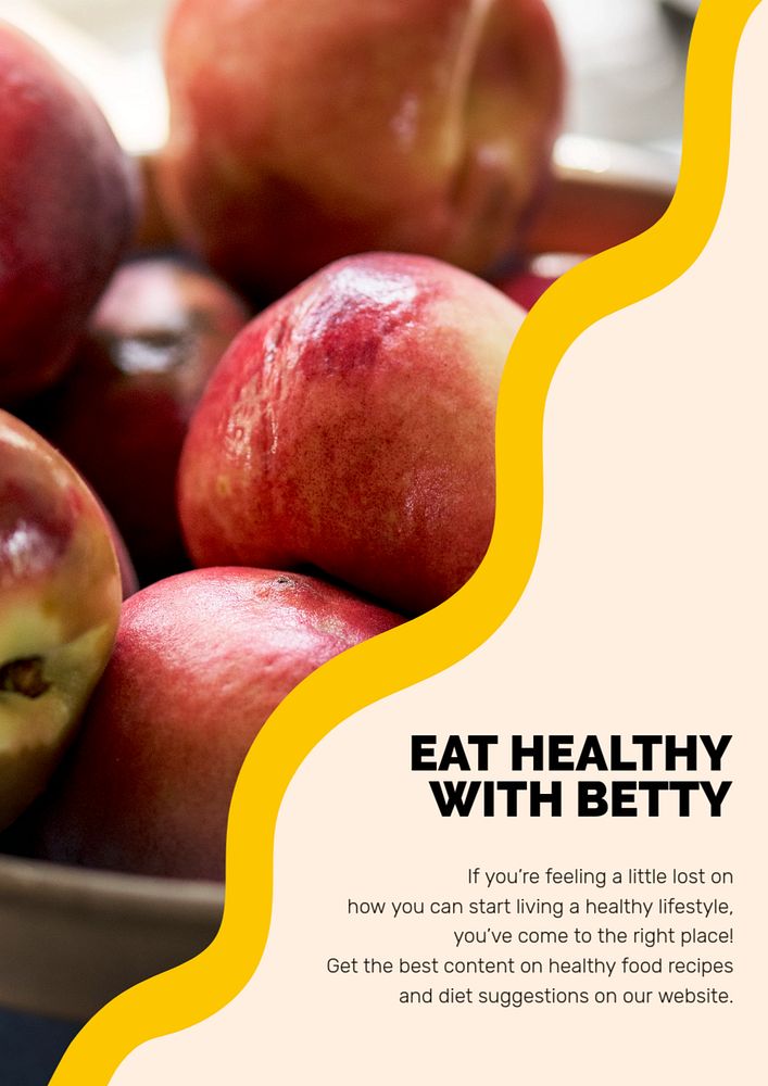 Healthy eating editable poster template, apple design 