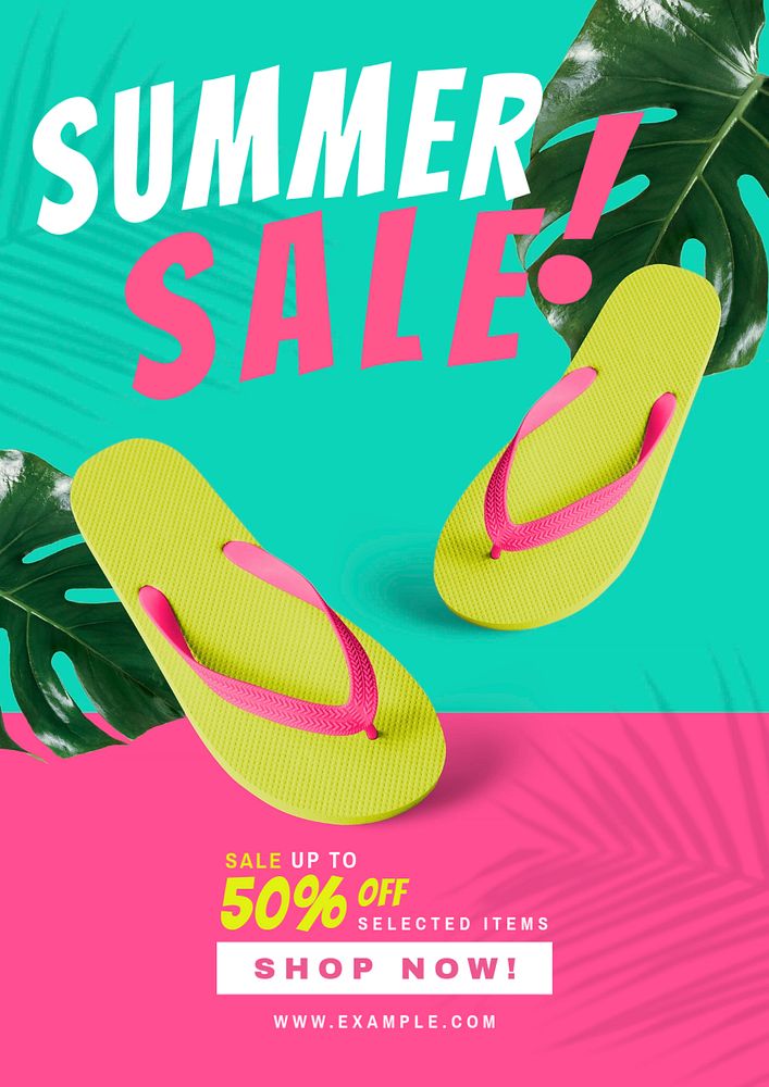 Colorful summer sale poster template, editable text