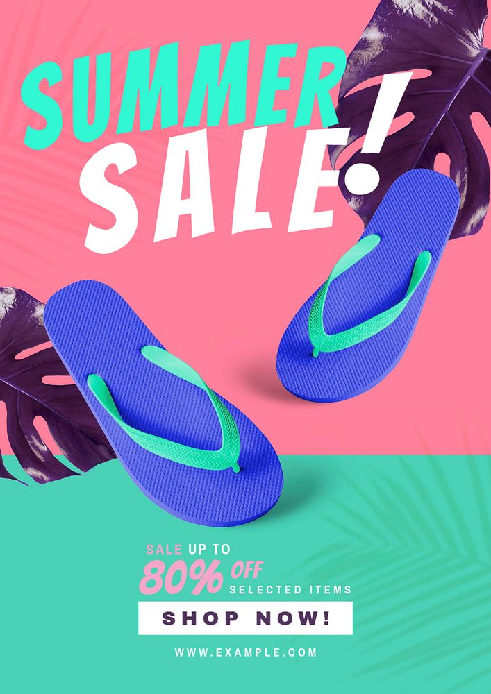 Colorful summer sale poster template, editable text