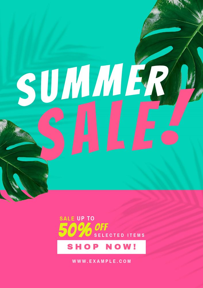 Colorful summer sale poster template, editable text