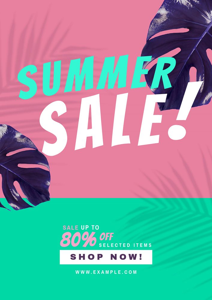 Colorful summer sale poster template, editable text