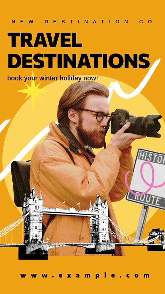 Holiday trip Instagram story template, editable collage remix design