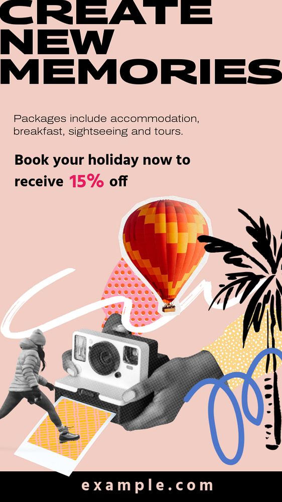 Holiday packages Instagram story template, editable collage remix design