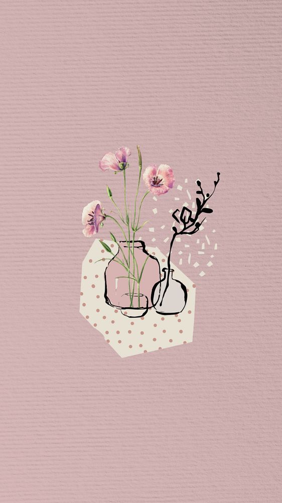 Pink flower vase mobile wallpaper