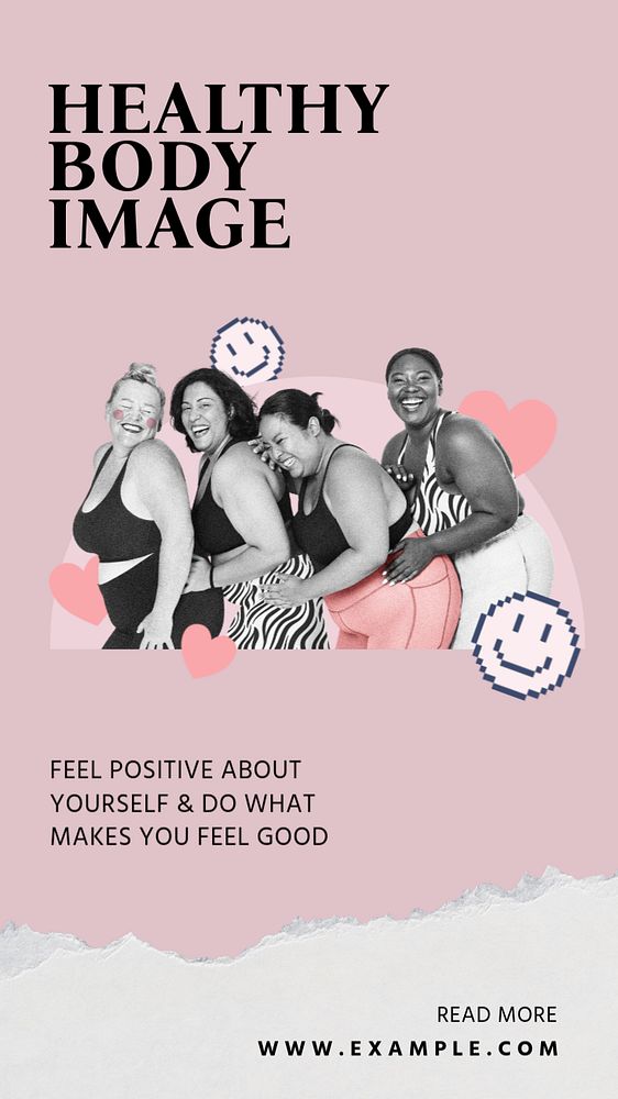 Body positivity Facebook story template, editable collage remix design