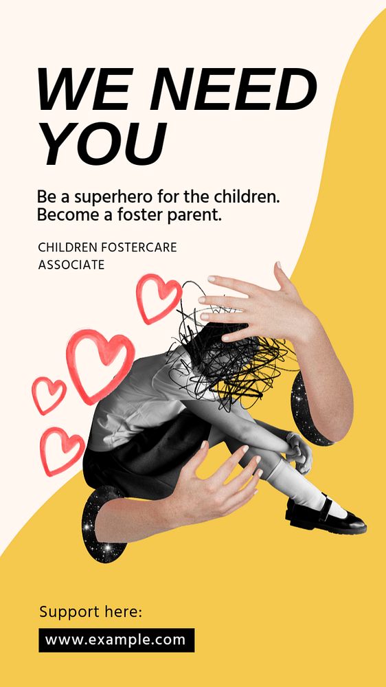 Foster care Instagram story template, editable collage remix design