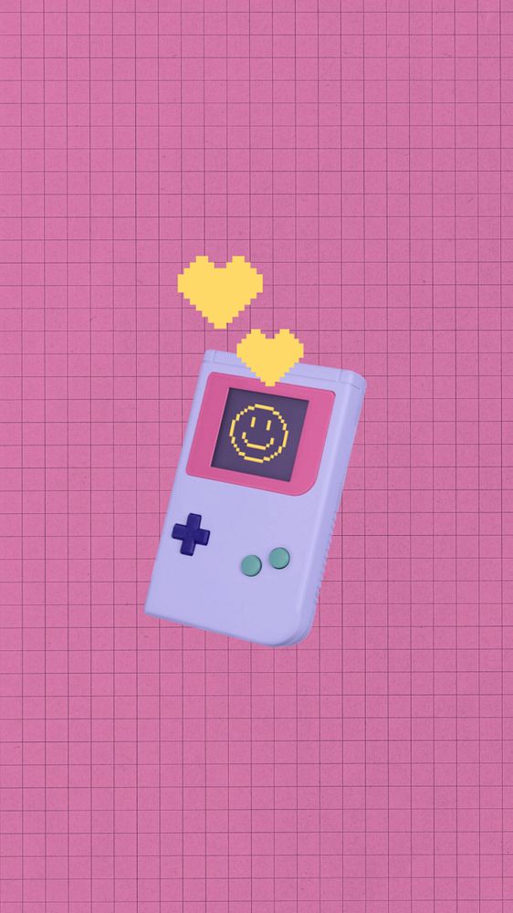 90s retro pink iPhone wallpaper, handheld game consoles design