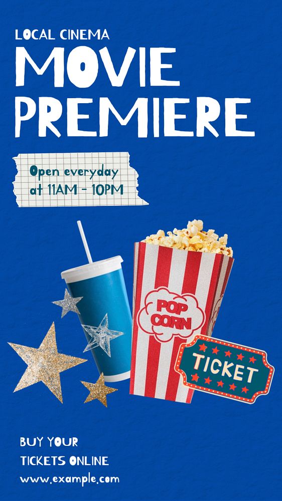 Movie premiere Pinterest pin template, editable collage remix design