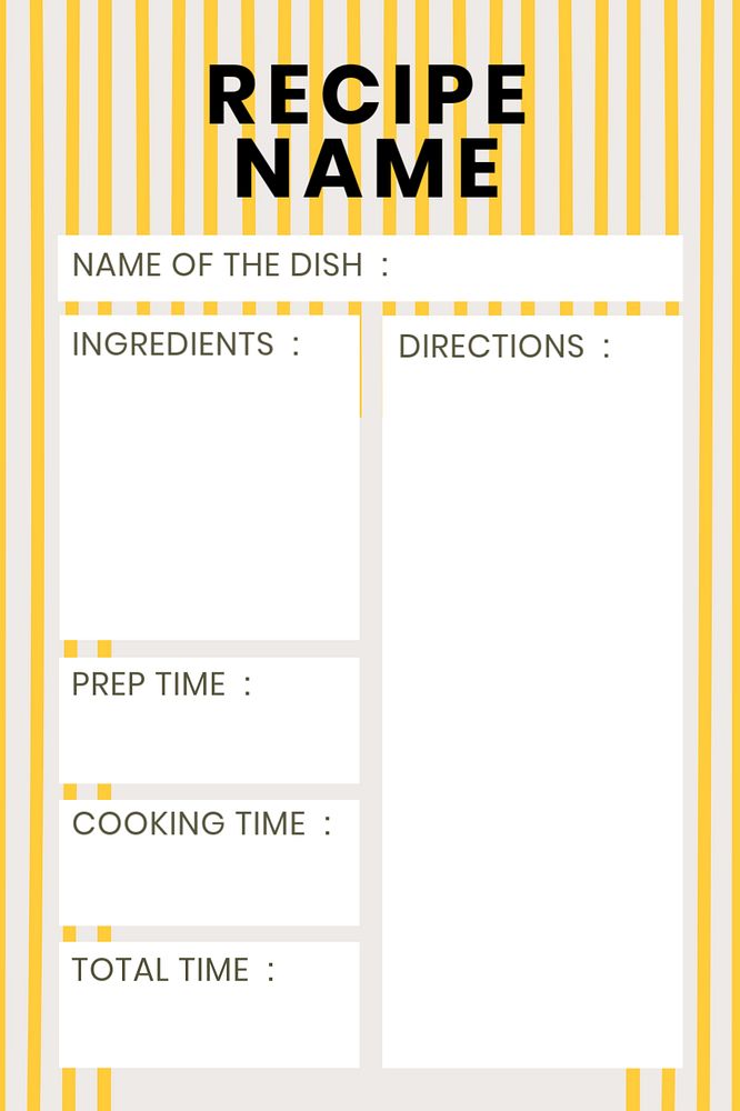 Recipe card Pinterest pin template, cute editable design