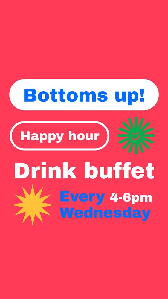 Happy hour Instagram story template, editable funky design