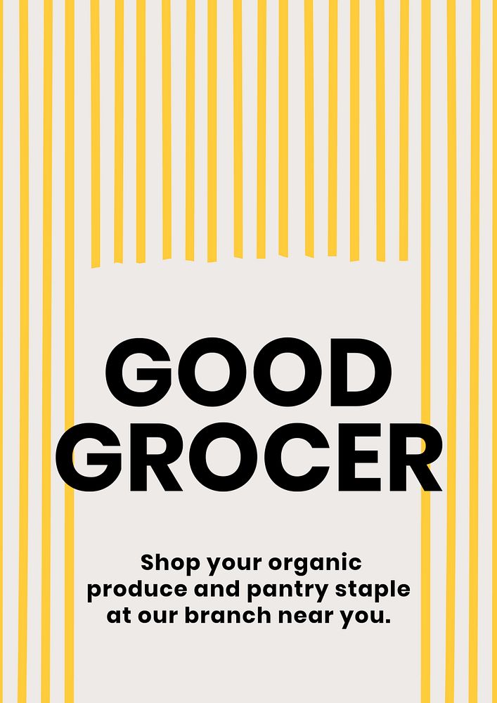 Grocery store poster template, cute editable design