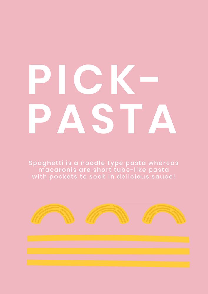 Cute pasta poster template, cute editable design