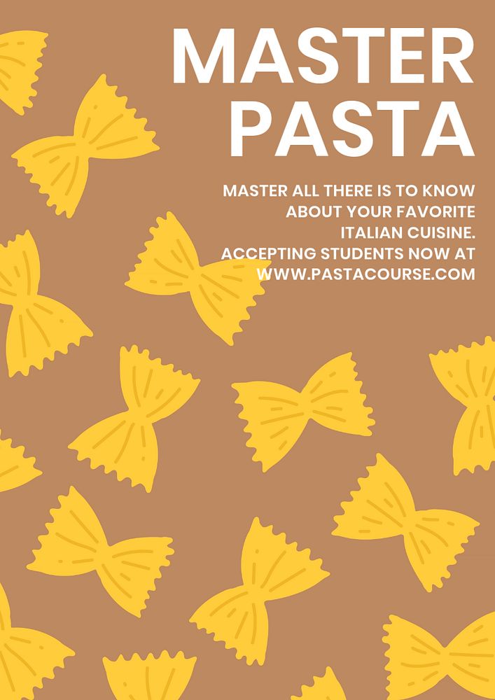 Master pasta poster template, cute editable design