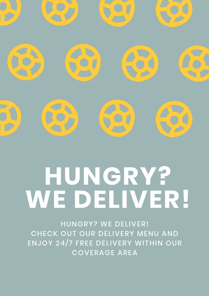 Food delivery poster template, cute editable design