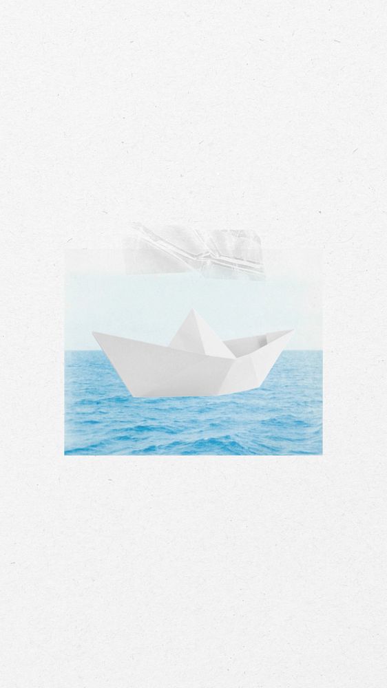 Aesthetic white iPhone wallpaper, paper boat design