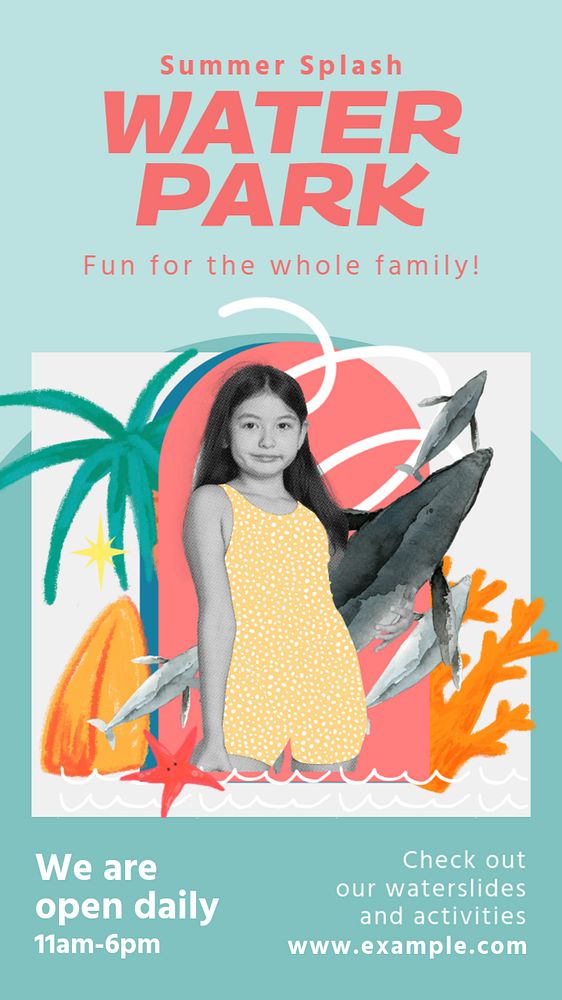 Summer activities Facebook story template, editable collage remix design