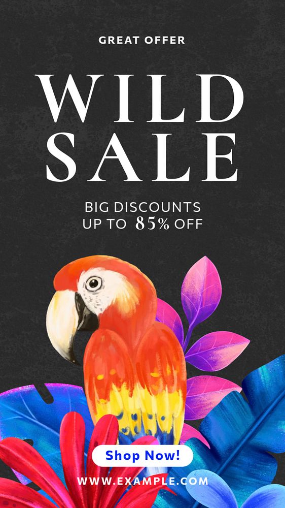 Wild sale Pinterest pin template, editable hand-drawn nature