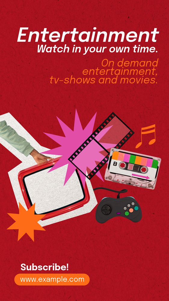 Entertainment show Pinterest pin template, editable collage remix design