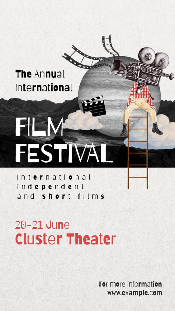 Film festival Instagram story template, editable collage remix design