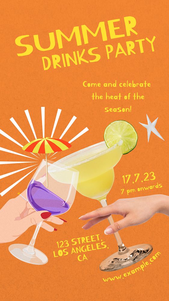 Drinks party Pinterest pin template, editable collage remix design