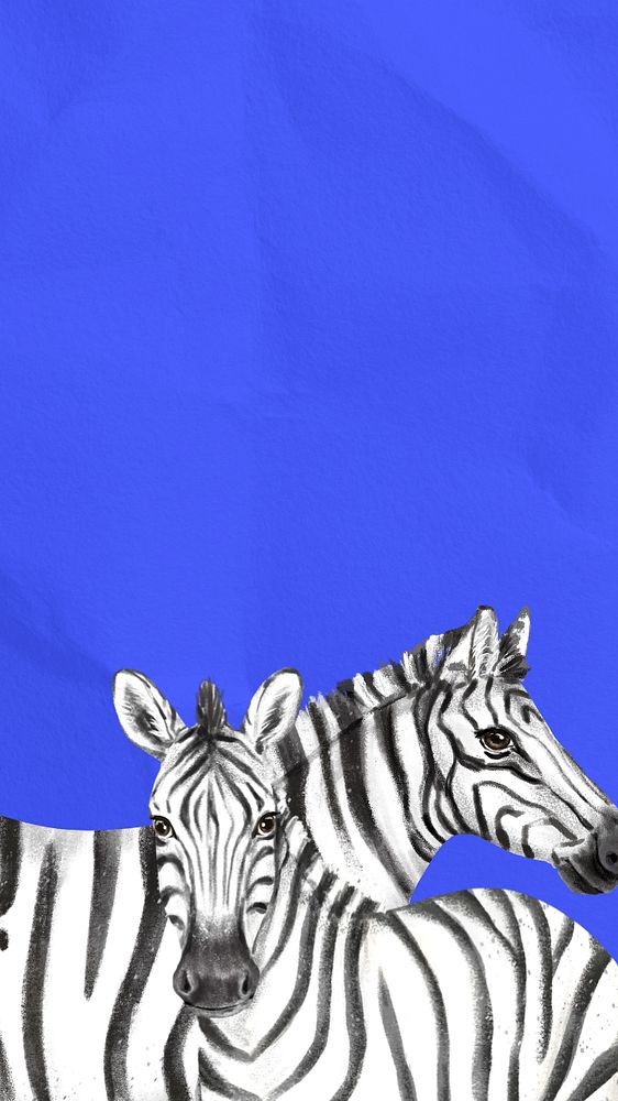 Hand-drawn zebras mobile wallpaper, paper texture