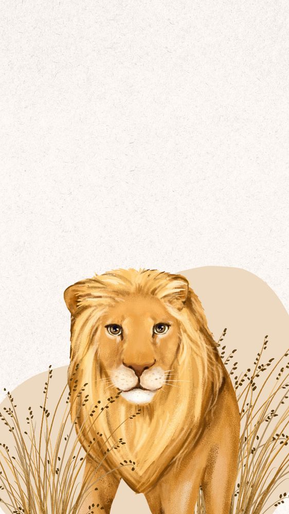 Editable hand-drawn lion mobile wallpaper