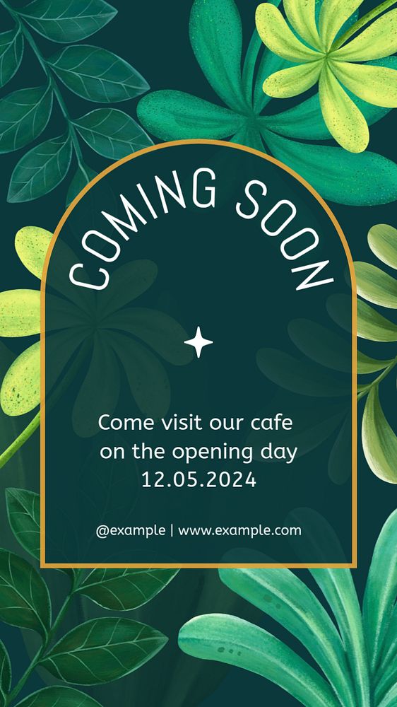 Cafe opening Pinterest pin template, editable hand-drawn nature