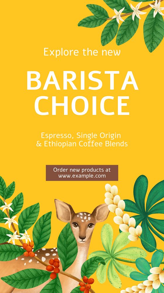 Barista choice Pinterest pin template, editable hand-drawn nature