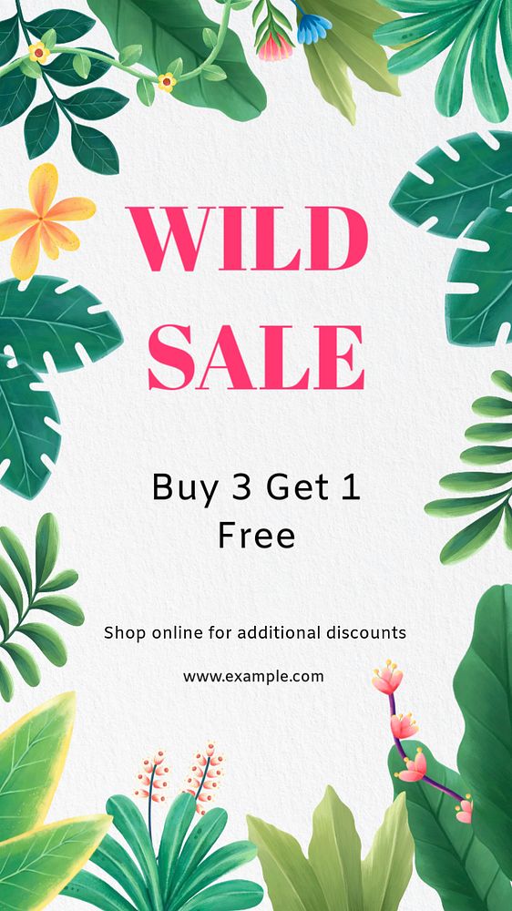 Shop discount Pinterest pin template, editable hand-drawn nature