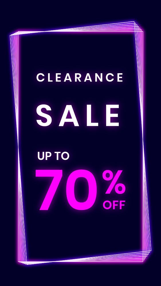 Clearance sale Instagram post template, editable neon design